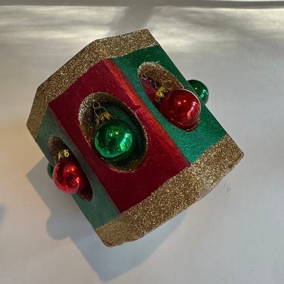 Vintage 1990s Christmas Pillar Candle Ornament Carousel Holiday Centerpiece - Picture 3 of 6